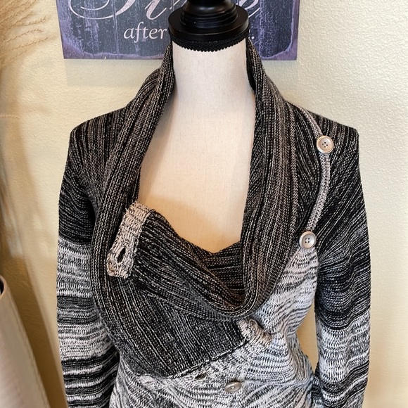 A|X Armani Exchange Black/Grey Button Up Sweater Cardigan Coat Size M - Picture 4 of 12